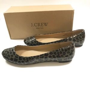 NIB J.Crew Animal Print Patent Leather Ballet Flats 7M
